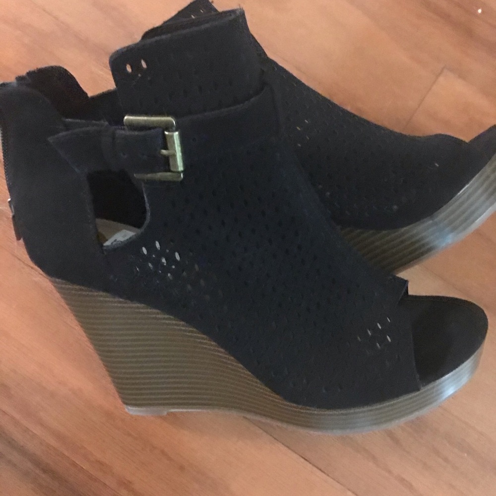 Brand New Black Bootie Heels with Peep Toe
